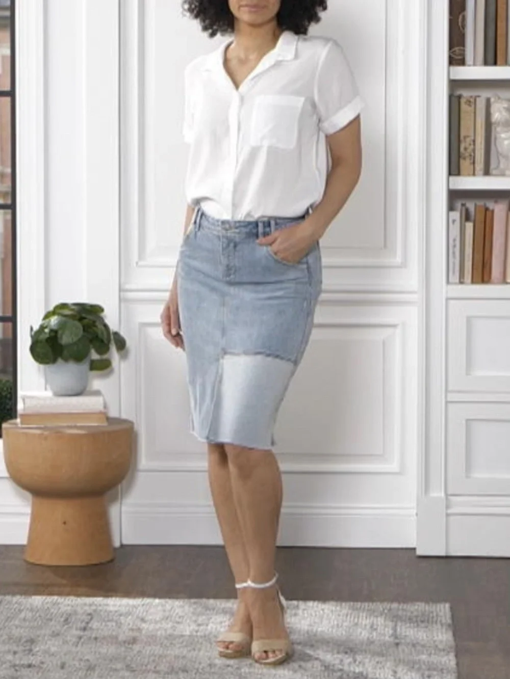 NEW NYDJ Denim Skirt Destructed Radiance 12